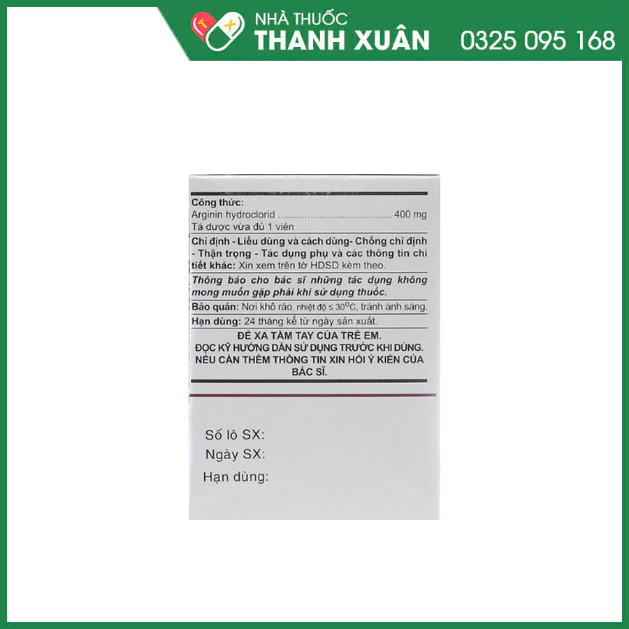 A.T Arginin 400 thuốc điều trị hỗ trợ các rối loạn khó tiêu, cải thiện khả năng luyện tập ở người bị bệnh tim mạch ổn định